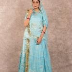 Ocean Blue Gottapatti Kundan Work Rajputi Poshak | Dori Work on Pure Georgette | Jaipurio Designer Collection